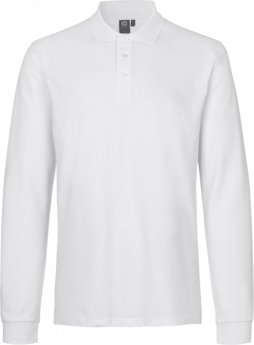 ID - Long-Sleeved Polo Shirt Stretch - Weiß